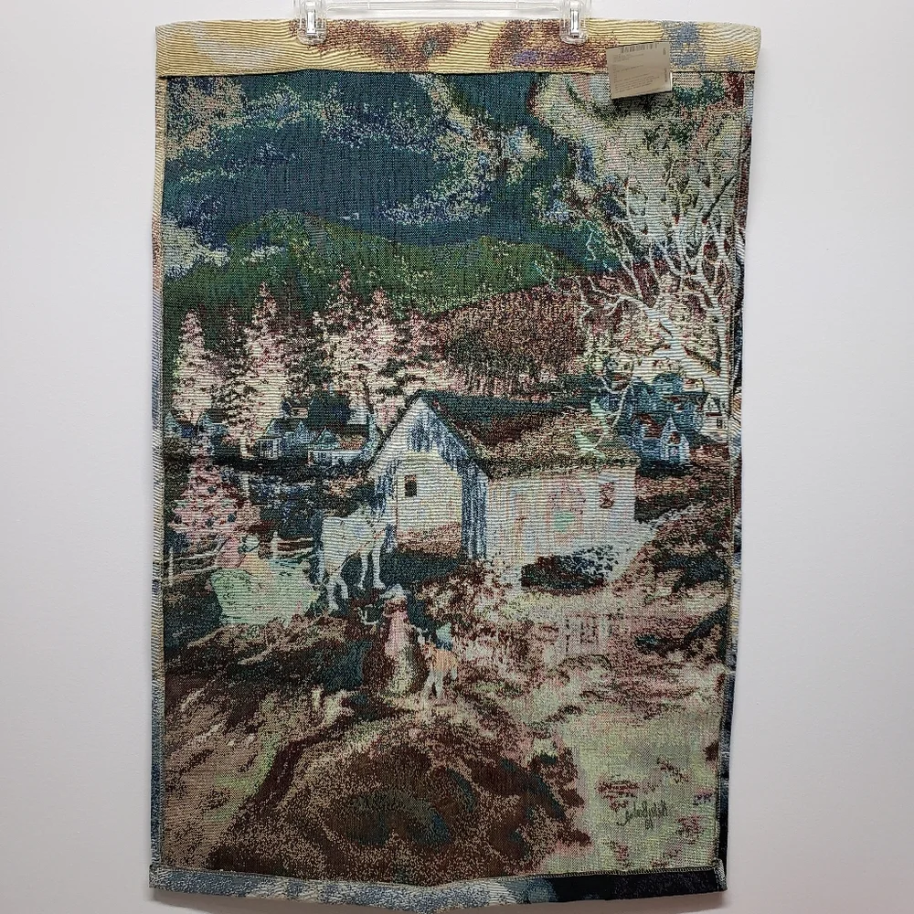 Winter Covered Bridge by Nicky Boehme Wall Tapestry 26X36 Cabin Decor Farmhouse